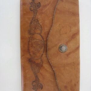 VINTAGE Clutch Wallet Tan Tooled Leather Horse Engraving